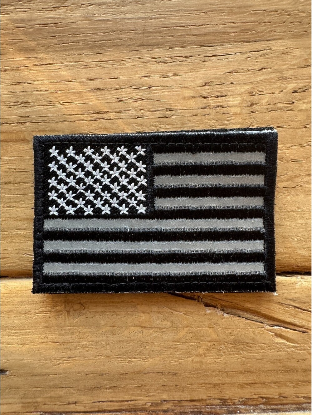 Black White and Reflective US Flag Patch- 3x2 inch - P3270
